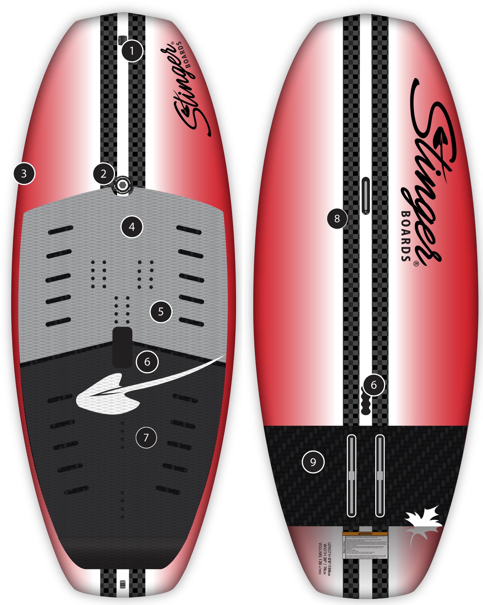 6'6" Wing Foil SUP Board Stinger Foils, Boards & Wings